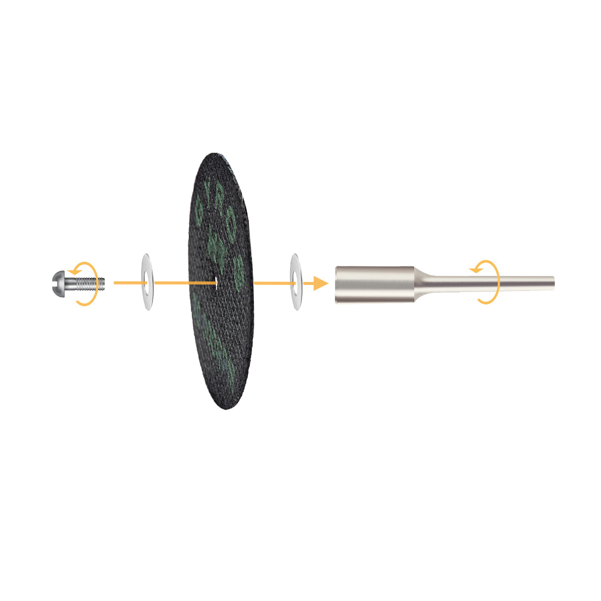 Gyros 11-41702 Cut-Off Wheel, 1-3/4 in Dia, 3/64 in Thick, 1/8 in Arbor, 50 Grit, Fiberglass Abrasive - 2