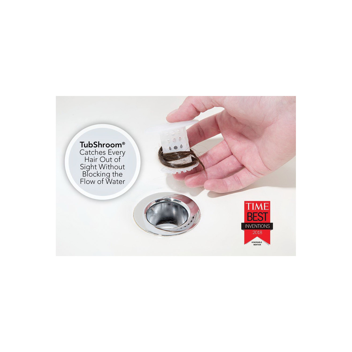 Tubshroom 2161-WP-120 Hair Catcher Tub Drain, Silicone - 2
