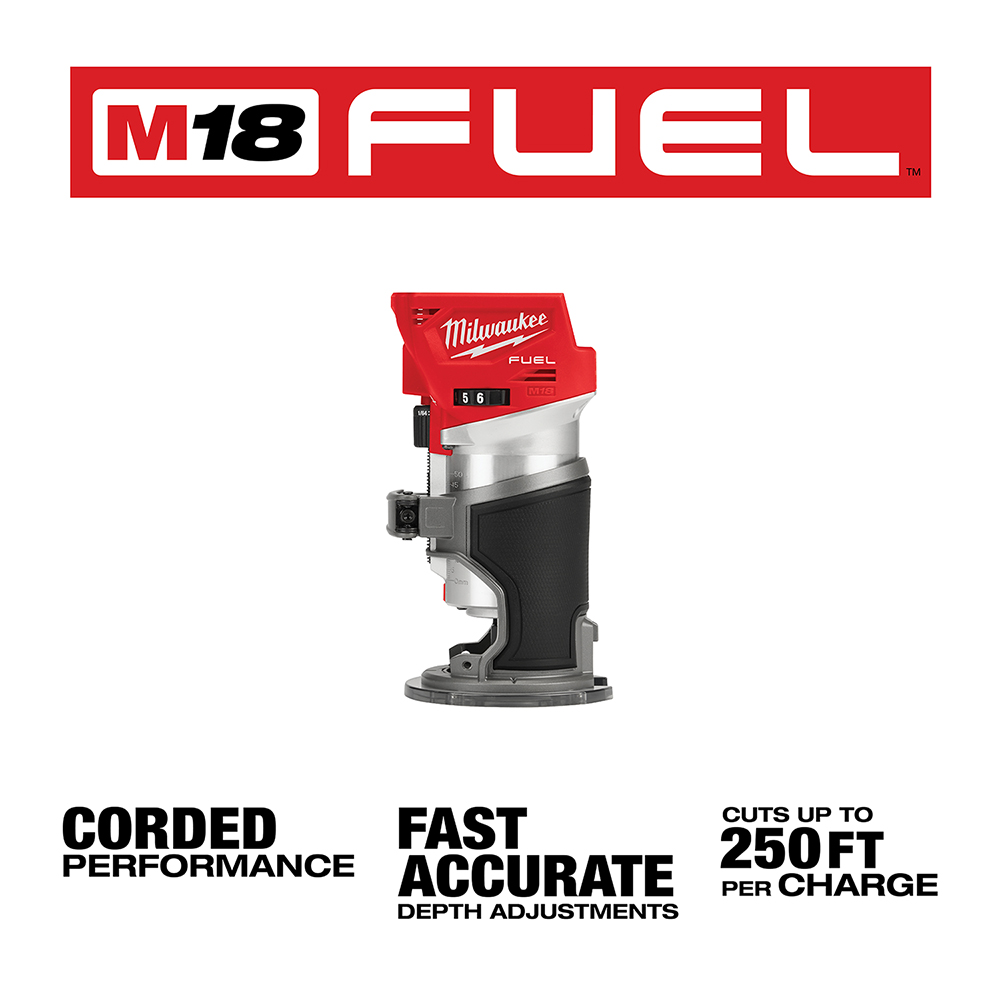 Milwaukee 2723-20 Compact Router, 18 V, 5 Ah, 1/4 in Collet, 10,000 to 31,000 rpm Load - 3