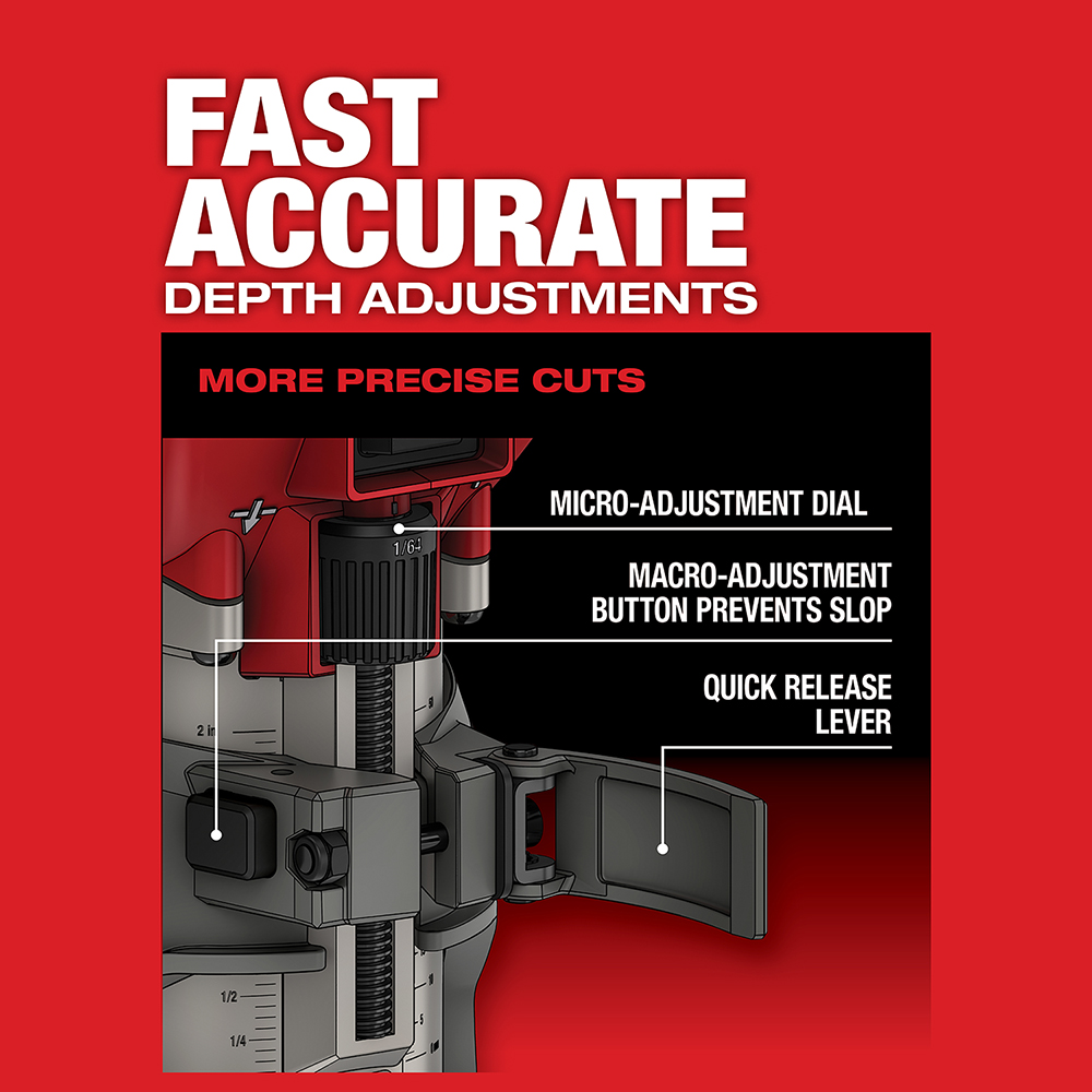Milwaukee 2723-20 Compact Router, 18 V, 5 Ah, 1/4 in Collet, 10,000 to 31,000 rpm Load - 5