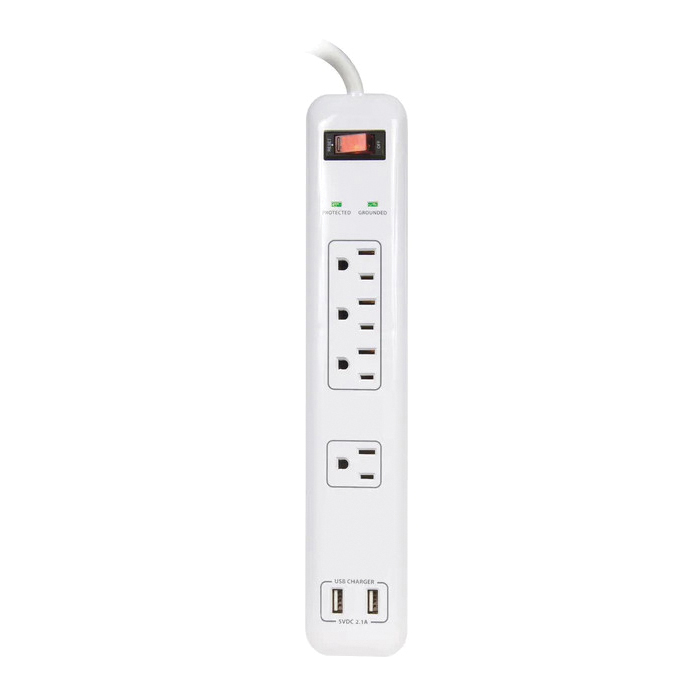 Prime PB505104 Surge Protector, 125 V, 15 A, 4 -Outlet, 1200 J Energy, White - 2