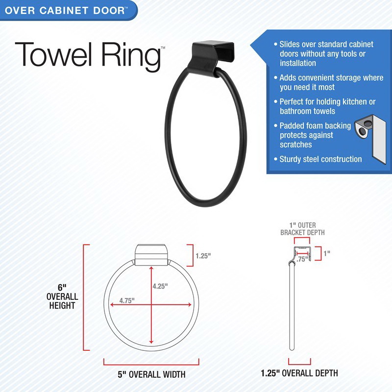 Spectrum 16871 Towel Ring, 5 in OAW, 1-1/4 in OAL, Steel, Brushed Nickel - 3