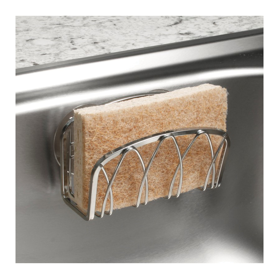 Spectrum 90370 Twist Suction Sink Sponge Holder, 2-3/4 in L, 4-1/2 in W, 2-1/2 in H, Steel, Chrome - 4