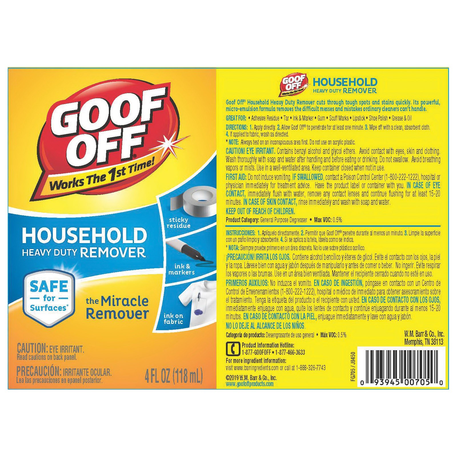 Goof Off FG705 All-Purpose Remover, 4 oz, Liquid, Almond, Clear/Slight Yellow - 2