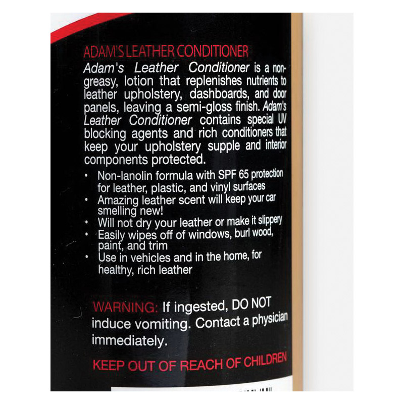 Adam's Polishes WS-LCON-16 Leather Conditioner, 16 oz, Liquid, Leather - 5