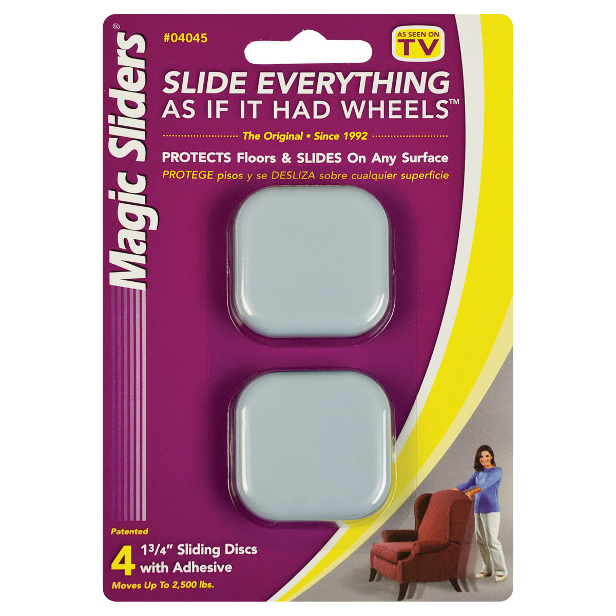 Magic Sliders 04045 Self-Adhesive Slider, Square, Plastic, Gray - 2