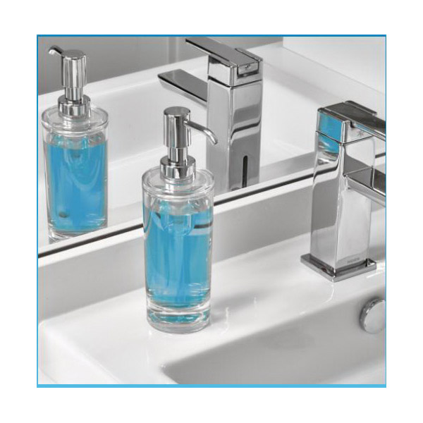 iDESIGN Eva 55220 Soap Pump, 10 oz Capacity, Acrylic/Plastic, Clear/Silver, Chrome, Pump - 2