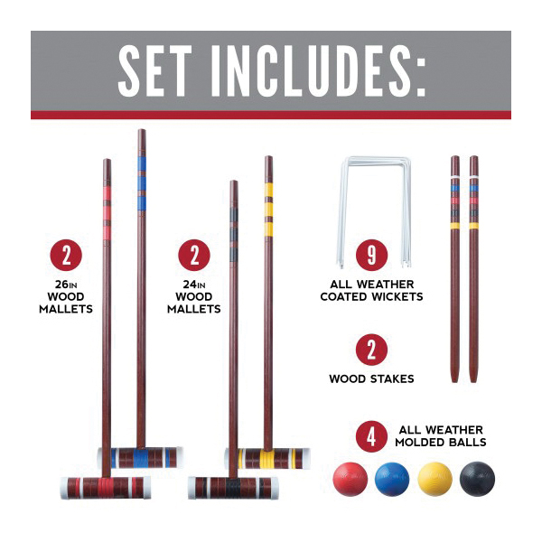 Franklin Sports 50210 Starter Croquet Set, Wood Mallet - 4