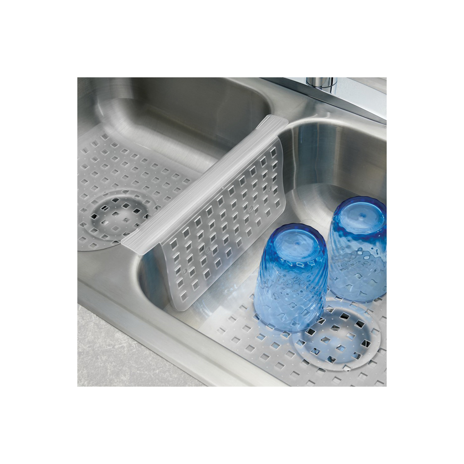 Interdesign Sinkware Series 36800 Large Sink Mat, 12-1/2 in L, 16 in W, Plastic, Clear - 2