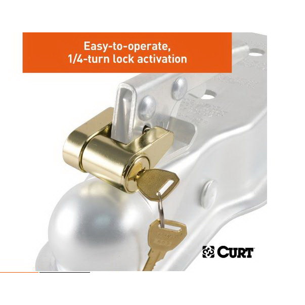 Curt 23022 Padlock Coupler Lock, 1/4 in Dia Pin, 1-3/4 in OAL, Steel, Brass - 4