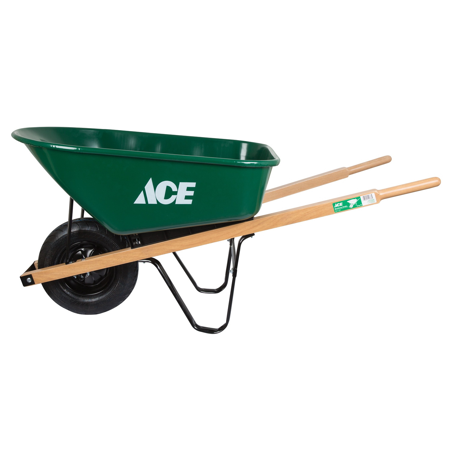ACE 6SL-MB-LU-ACE Residential Wheelbarrow, 6 cu-ft Volume, Steel, 1-Wheel, Pneumatic Wheel, 16 in Wheel - 2
