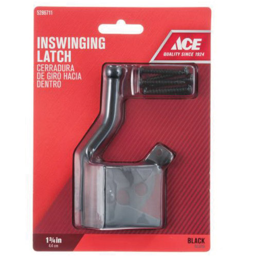 ACE 01-3420-008 Gate Latch, 1.86 in L, 5 in W, 1-3/4 in Bolt Head, Black, Zinc - 2