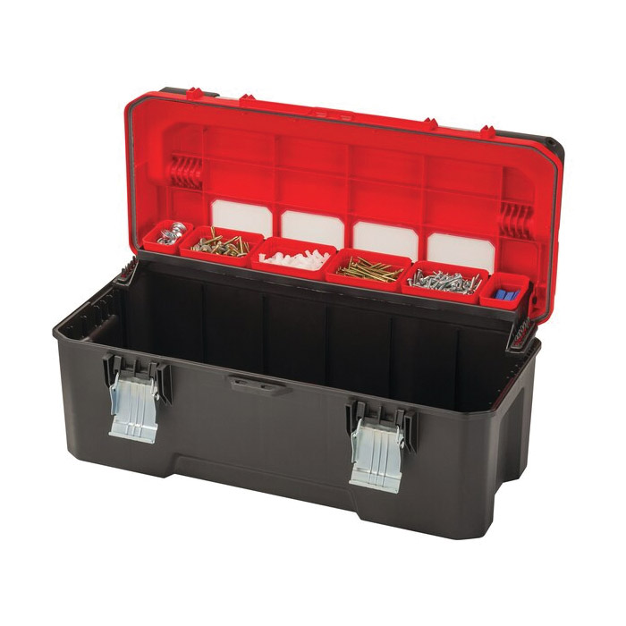 Craftsman Pro Series CMST26320L Tool Box, 77 lb, Plastic, Black/Red, 10.73 in H x 26 in W Outside, 4-Compartment - 2