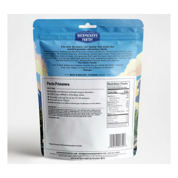 Backpacker's Pantry 102354 Pasta Primavera, 6.1 oz - 3