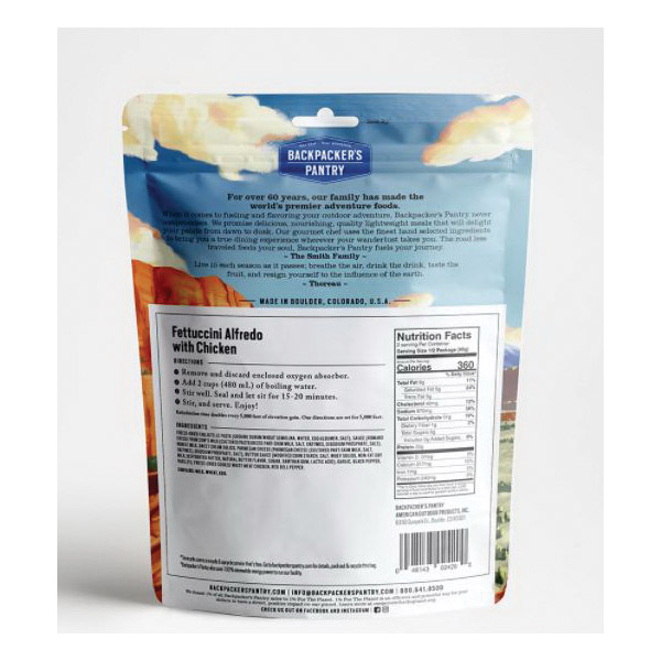 Backpacker's Pantry 102420 Fettuccini Alfredo with Chicken, 6.7 oz - 3