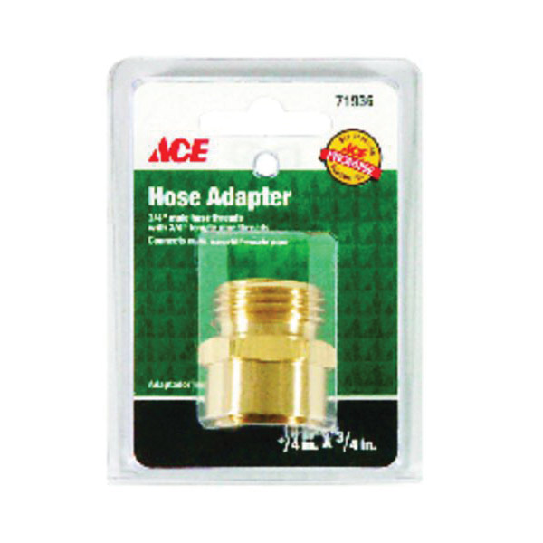 ACE GT3051A Hose Adapter, 3/4 in, MHT, 3/4 in, FPT, Brass - 2
