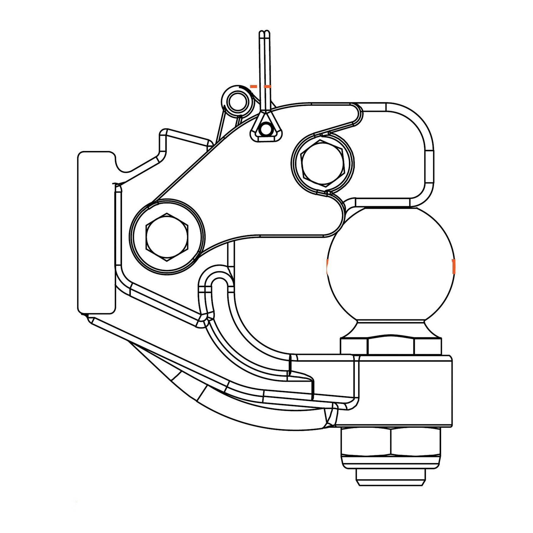 Curt 48200 Ball and Pintle Combination, 2-5/16 in Dia Eye, 16,000 lb Working Load, Steel, Powder-Coated - 2