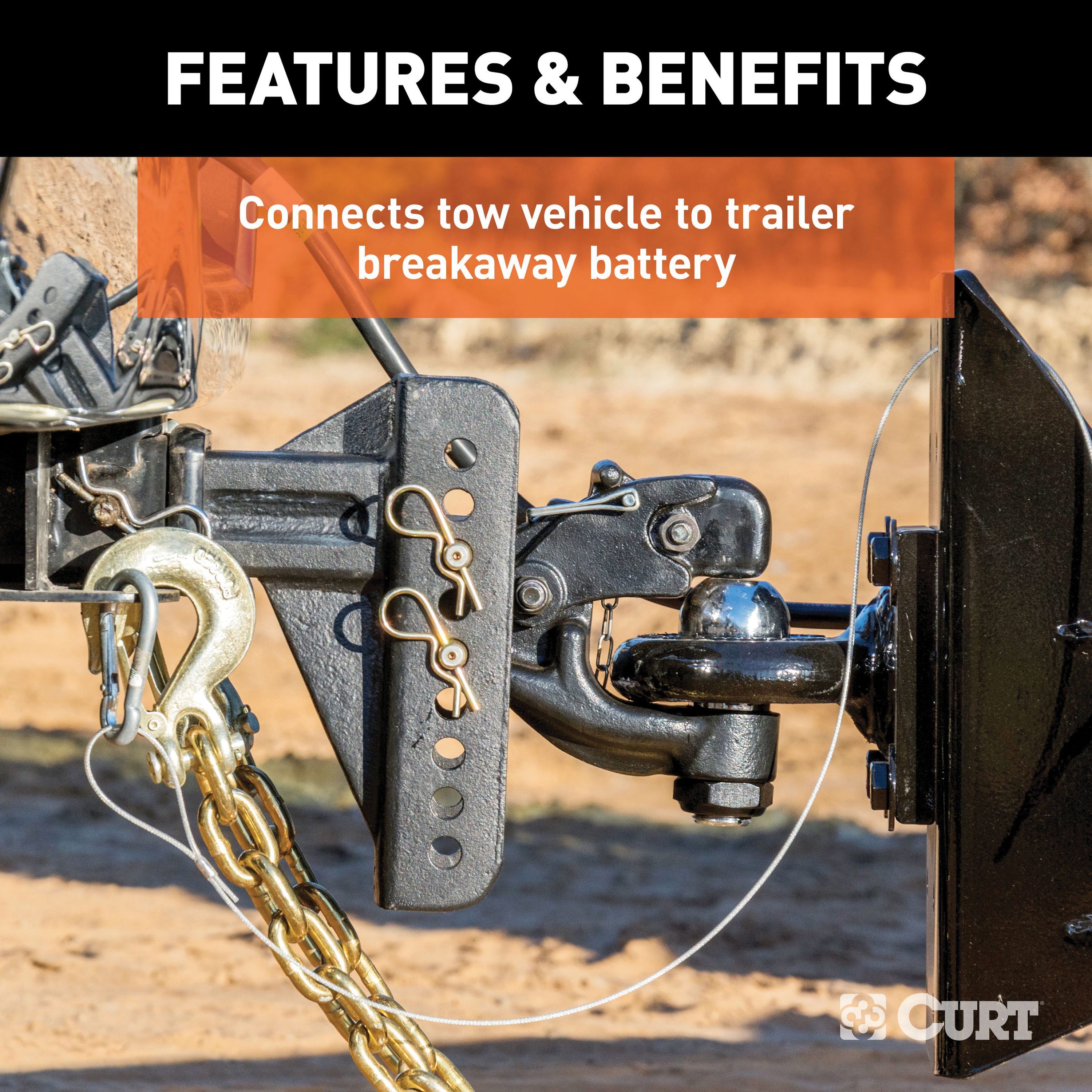Curt 52011 Break Away Switch, Metal/Nylon, Silver, For: CURT Soft-Trac 1 and Soft-Trac 2 Breakaway Kits - 5