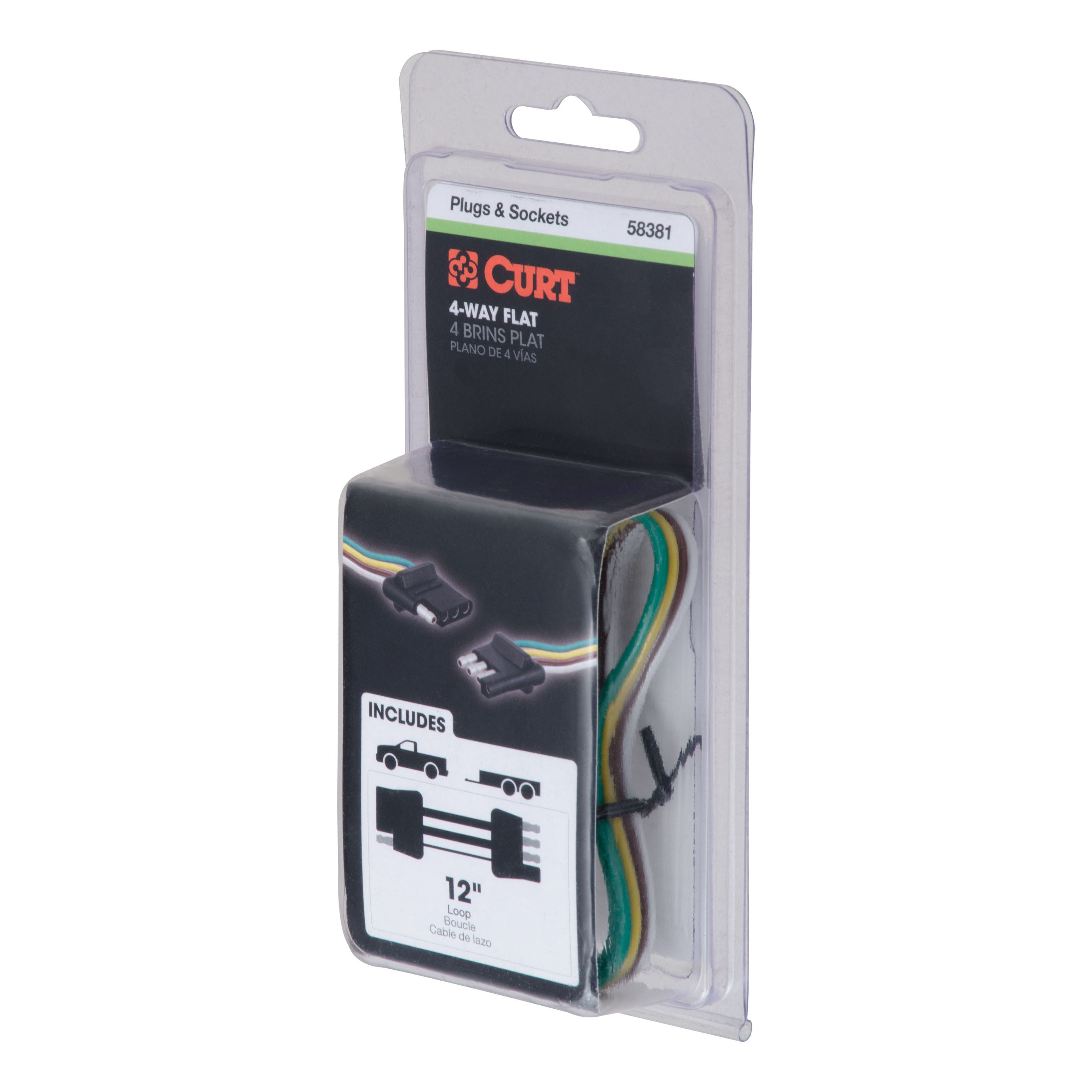 Curt 58381 Connector Plug and Socket, Black Sheath, 12 in L - 5