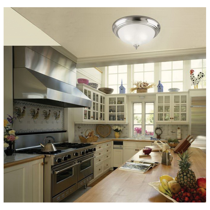 Westinghouse 6430500 Flush Mount Ceiling Fixture, Brushed Nickel Fixture, Frosted Swirl Shade, 2-Lamp - 2