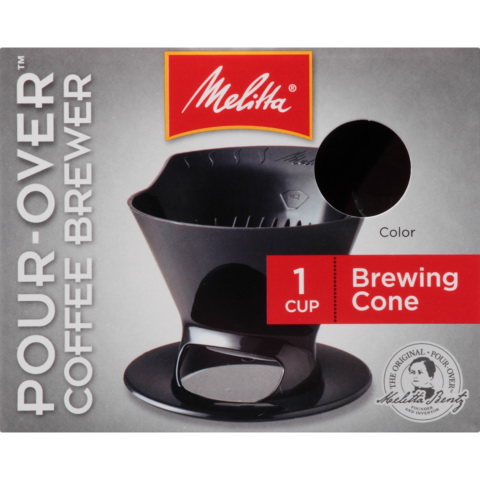 Melitta Pour-Over Series 64007 Coffee Brew Cone, 1 Cup Capacity, Plastic, Black - 2