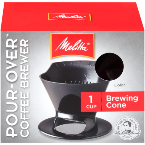 Melitta Pour-Over Series 64007 Coffee Brew Cone, 1 Cup Capacity, Plastic, Black - 3