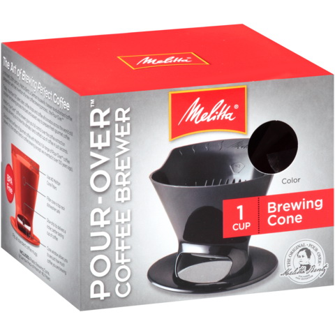 Melitta Pour-Over Series 64007 Coffee Brew Cone, 1 Cup Capacity, Plastic, Black - 4
