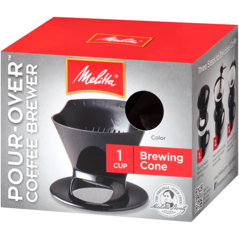 Melitta Pour-Over Series 64007 Coffee Brew Cone, 1 Cup Capacity, Plastic, Black - 5