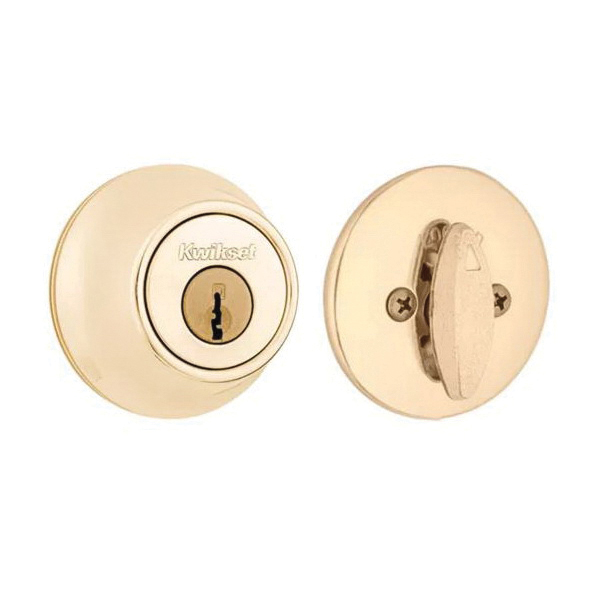 Kwikset 660 Series 660 3 Deadbolt, 3 Grade, Different Key, Polished Brass, 2-3/8, 2-3/4 in Backset, KW1 Keyway - 3