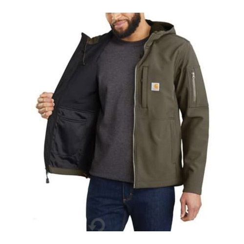 Carhartt Rough Cut Series 103829-217-M Jacket, M, Nylon/Polyester/Spandex, Tarmac, Hooded, Mock Neck Collar, Regular - 4