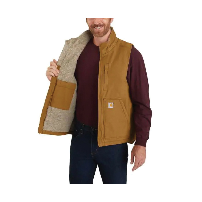 Carhartt 104277-BRNREG2XLA Vest, Fits to Chest Size: 50 to 52 in, Loose Fit, 2XL, Regular, Cotton Duck, Carhartt Brown - 3