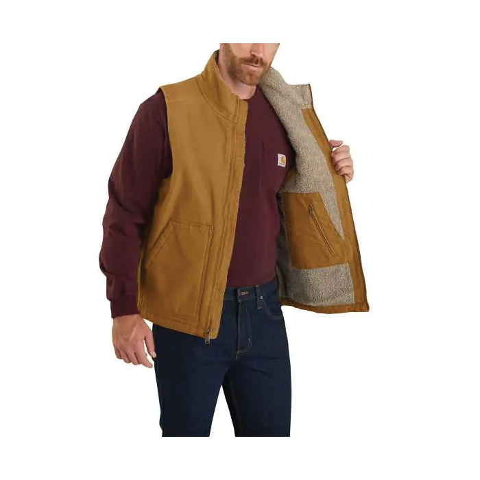 Carhartt 104277-BRNREG2XLA Vest, Fits to Chest Size: 50 to 52 in, Loose Fit, 2XL, Regular, Cotton Duck, Carhartt Brown - 4