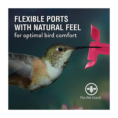 Perky-Pet 9100 Bird Feeder, Hollyhock Flower, 2 oz, Nectar, 3 -Port/Perch, Plastic, Pink, 1-3/4 in H - 5