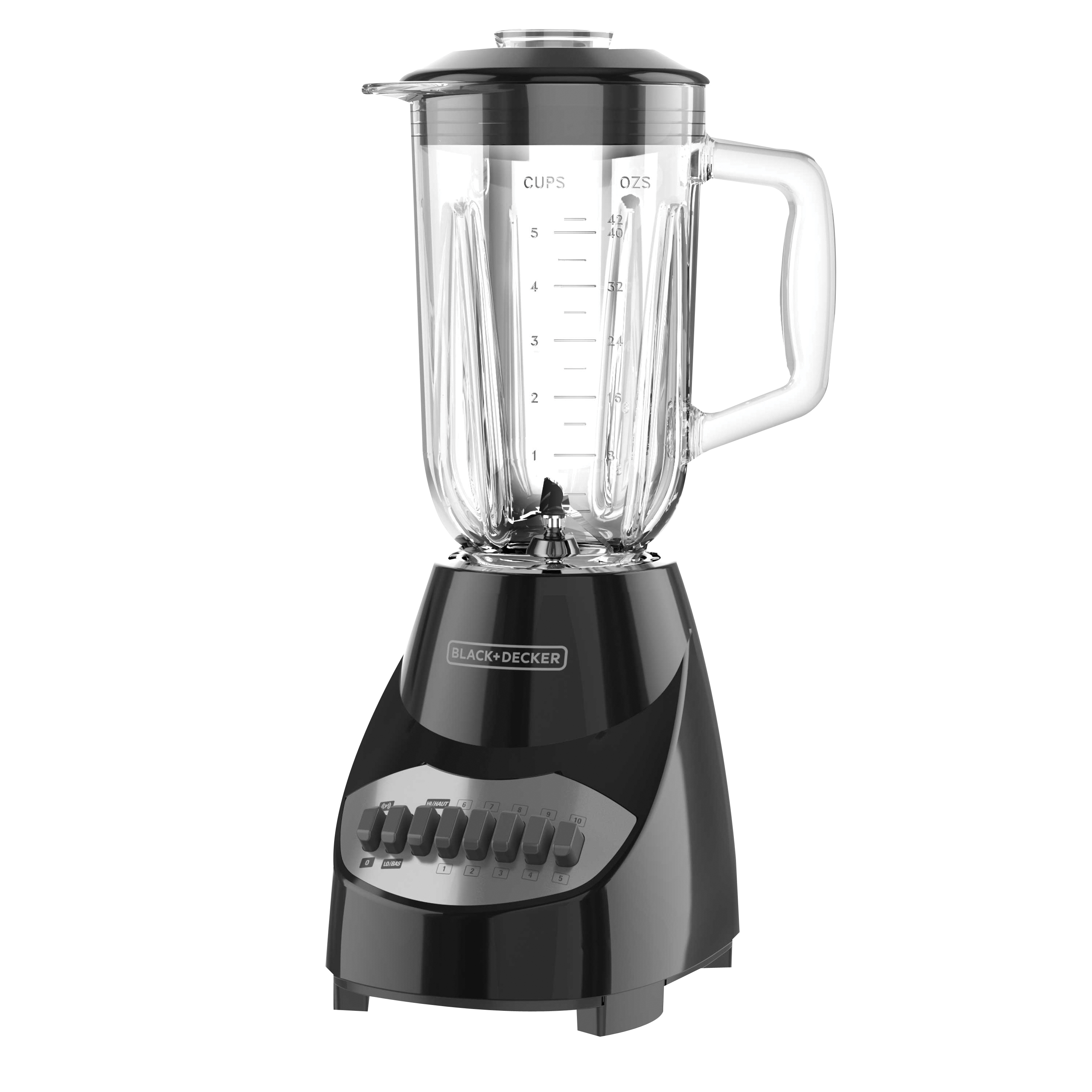 Black+Decker BL2010BG Countertop Blender, 40 oz Bowl, 550 W, 10-Speed, Plastic, Black, Glass Bowl - 1