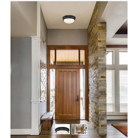 Westinghouse Meadowbrook Series 6324100 Flush Mount Ceiling Fixture, 120 VAC, 2-Lamp, Black Fixture, Matte Fixture - 2