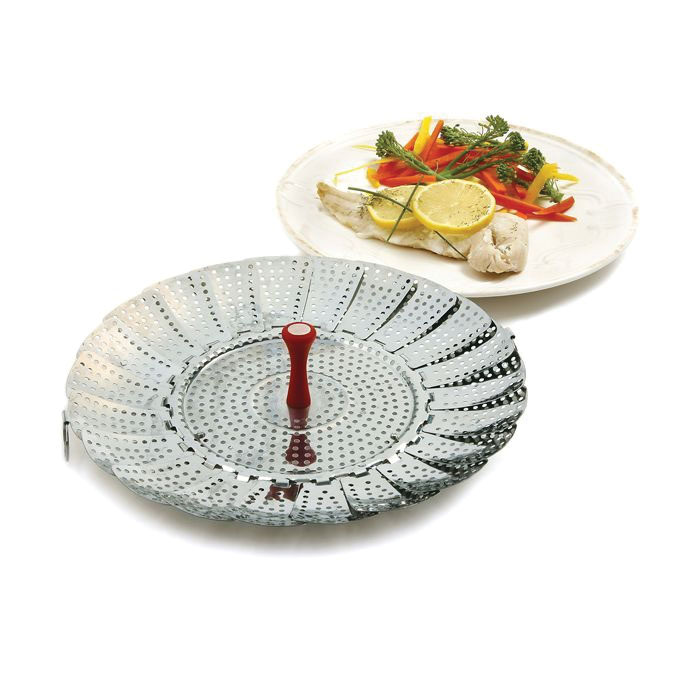 Norpro 177 Vegetable Steamer, Silicon/Stainless Steel, Red - 2