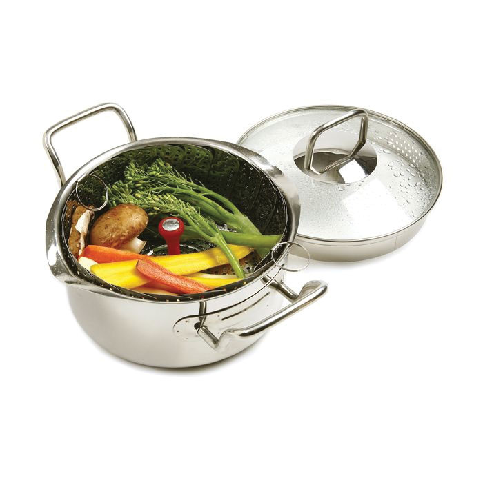 Norpro 177 Vegetable Steamer, Silicon/Stainless Steel, Red - 4