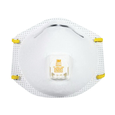 3M 8511PA1-2A Reusable Valved Paint Sanding Respirator, White, 95 % Filter Efficiency - 2