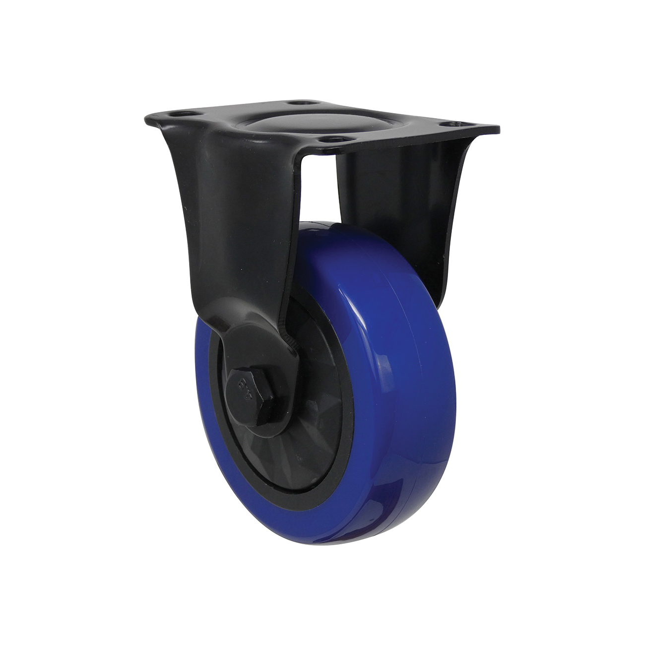 Shepherd Hardware 3662 Rigid Caster, 4 in Dia Wheel, TPU Wheel, Black/Blue, 300 lb, Polypropylene Housing Material - 2