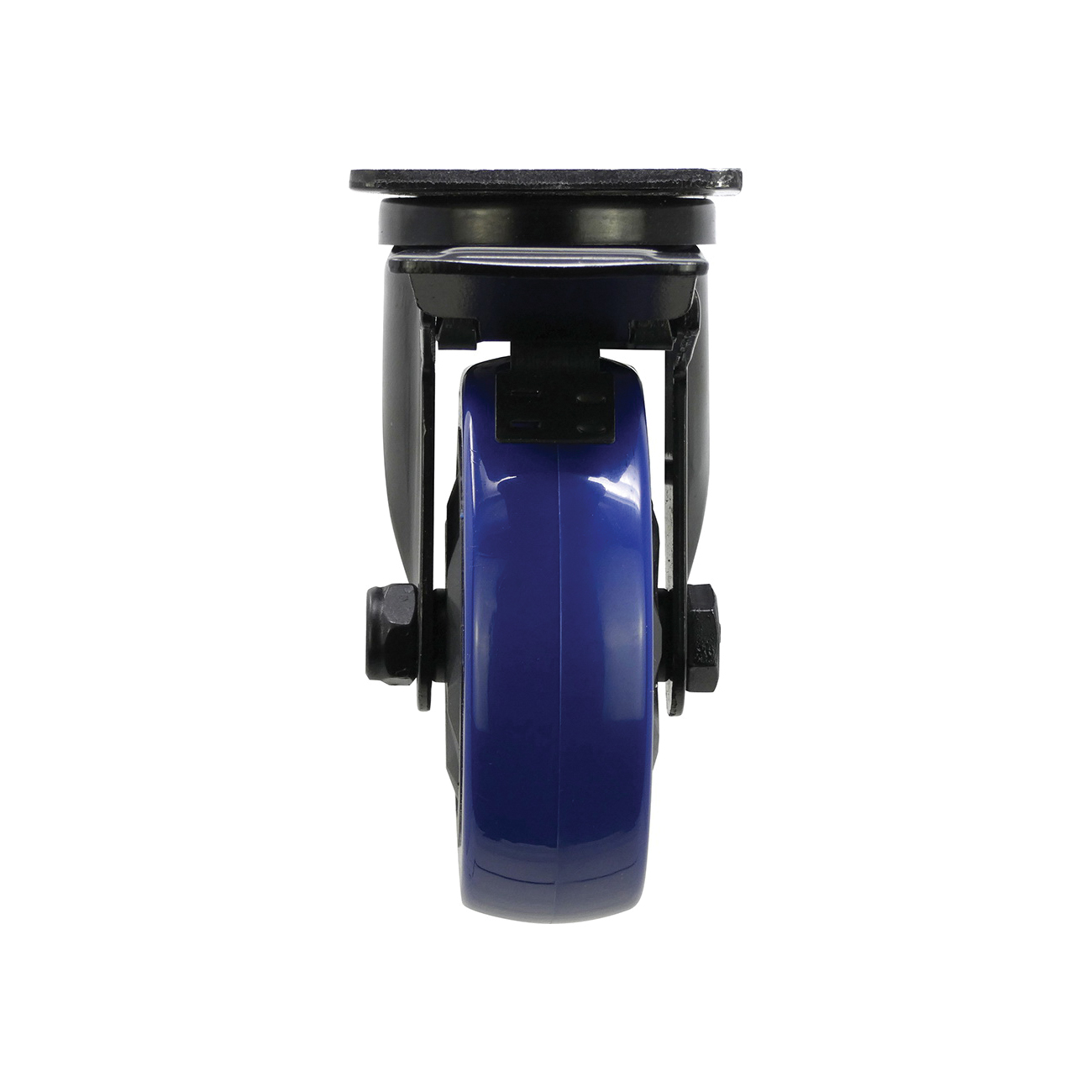 Shepherd Hardware 3664 Swivel Caster with Brake, 4 in Dia Wheel, TPU Wheel, Black/Blue, 300 lb - 3