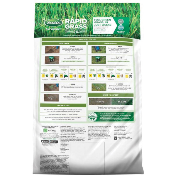 Scotts 18222 Rapid Grass Seed Mix, 5.6 lb Bag, 1845 sq-ft Coverage Area, Tall Fescue - 1