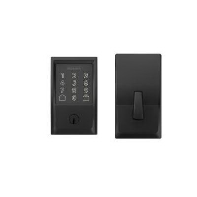 Schlage BE Series BE489WBV CEN 622 Electronic Deadbolt, Century Design, Matte Black, Residential, 1 Grade, Metal, Yes - 2