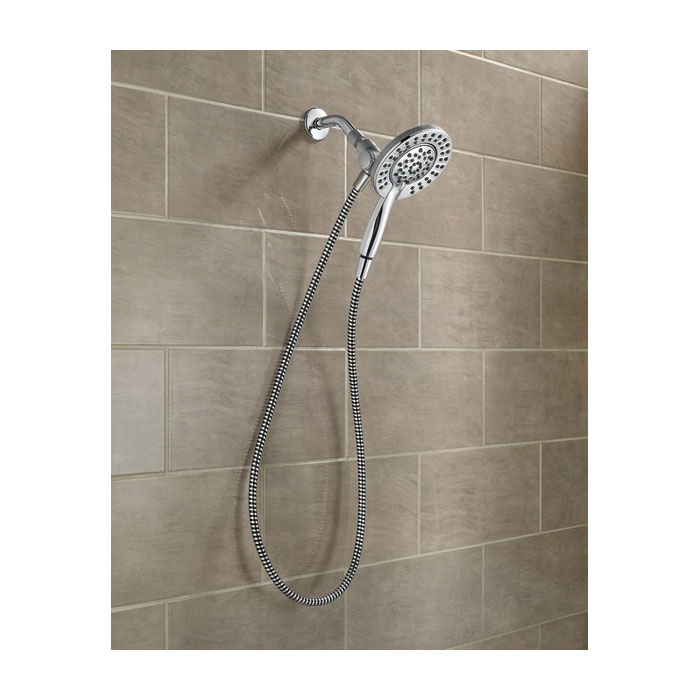 Peerless 76955C 2-in-1 Combo Shower Head, 1.75 gpm, 4-Spray Function, Chrome, 60 in L Hose, 5-15/16 in Dia - 2