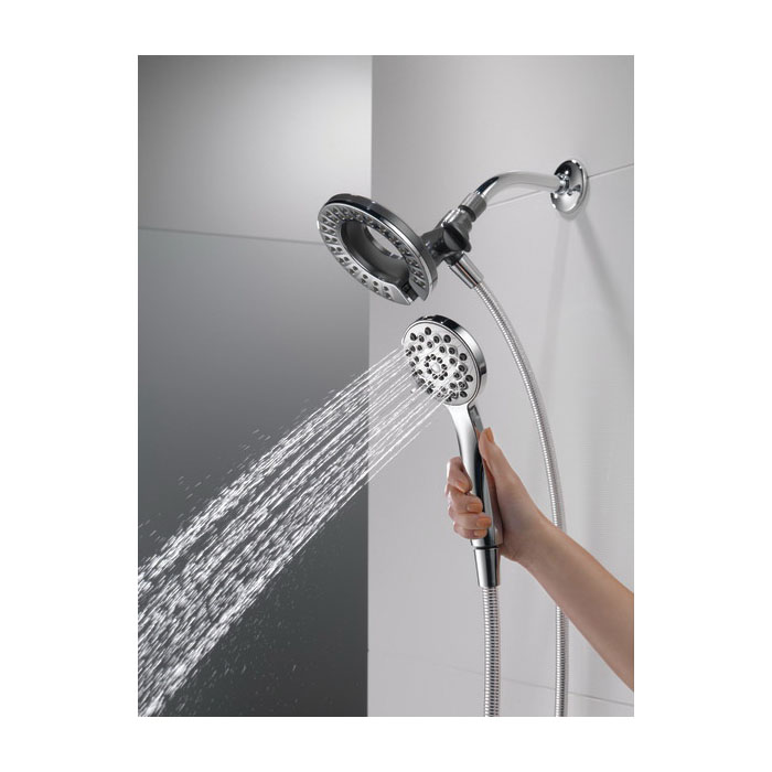 Peerless 76955C 2-in-1 Combo Shower Head, 1.75 gpm, 4-Spray Function, Chrome, 60 in L Hose, 5-15/16 in Dia - 3