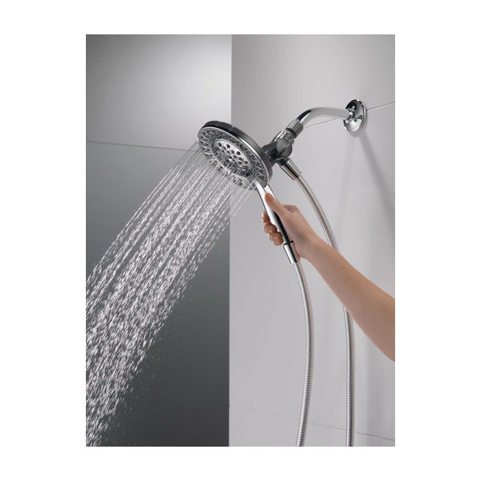 Peerless 76955C 2-in-1 Combo Shower Head, 1.75 gpm, 4-Spray Function, Chrome, 60 in L Hose, 5-15/16 in Dia - 5
