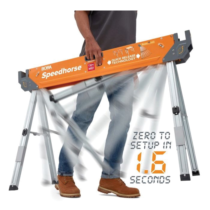 Bora Portamate Speedhorse Series PM-4500 Sawhorse, 1500 lb, 3-1/4 in W, 30 in H, Steel, Orange - 2