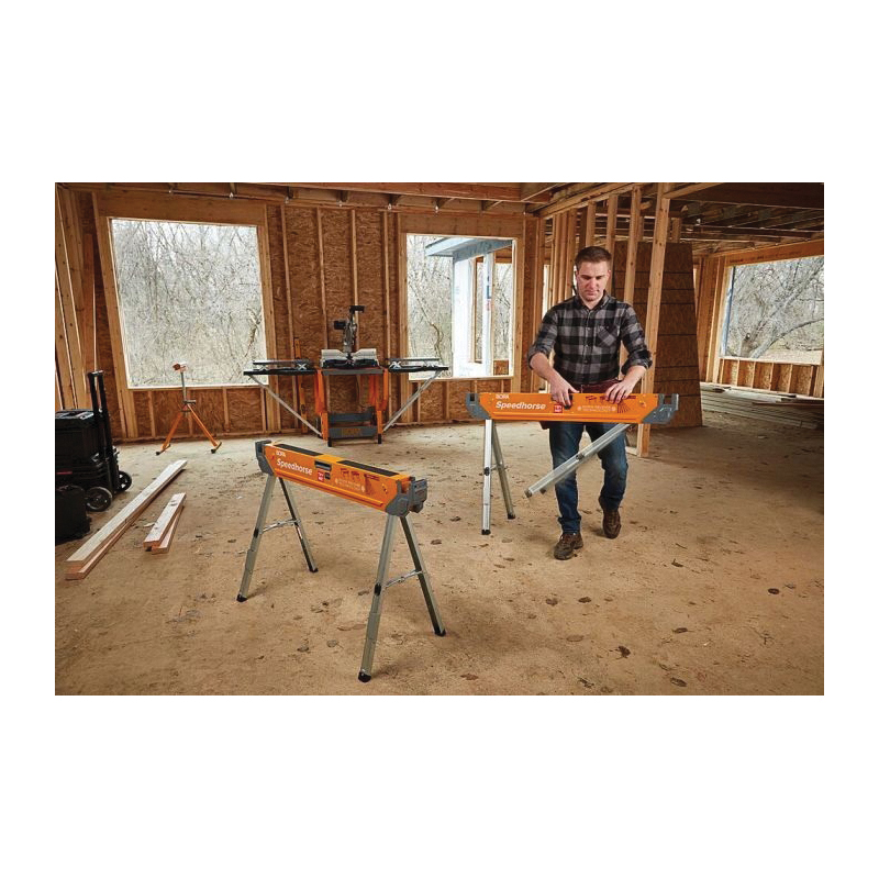 Bora Portamate Speedhorse Series PM-4500 Sawhorse, 1500 lb, 3-1/4 in W, 30 in H, Steel, Orange - 4