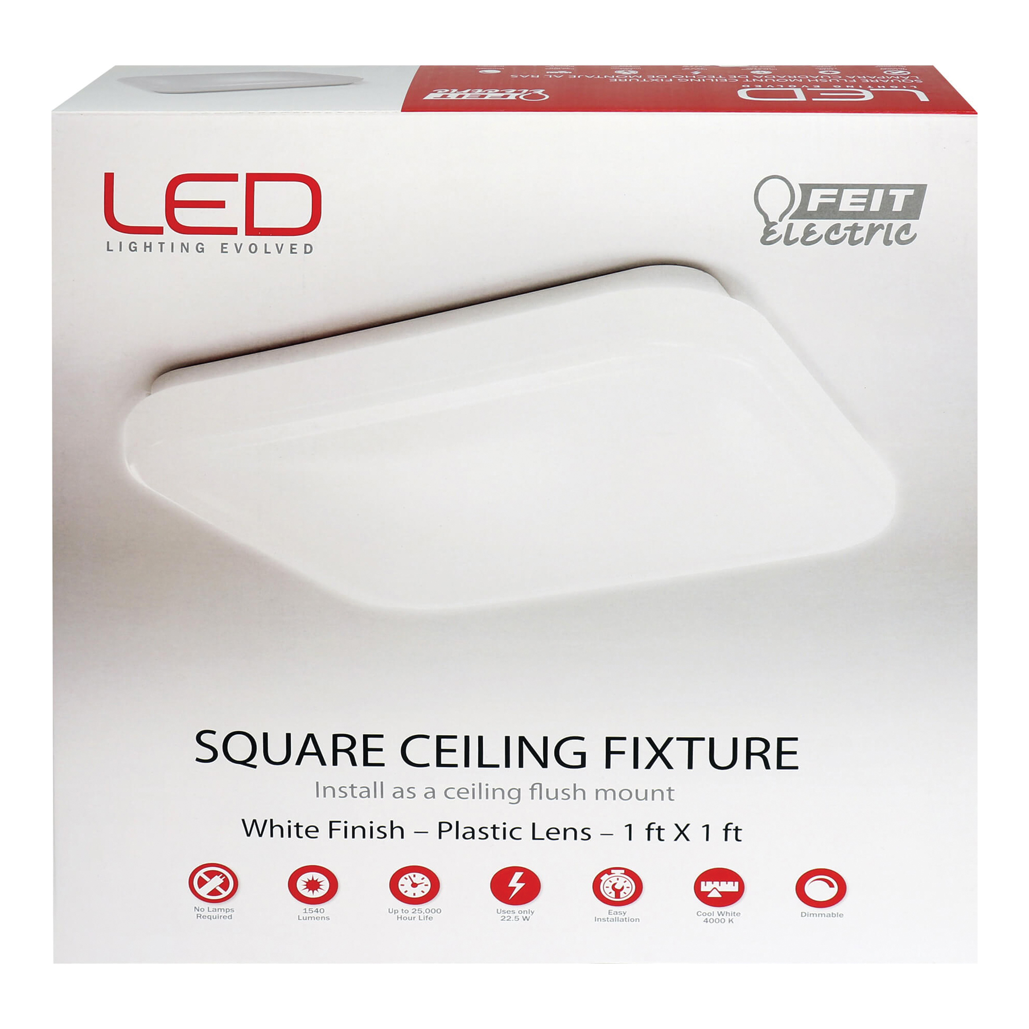 Feit Electric 71800 Flush Mount Ceiling Fixture, 120 V, LED Lamp, 1540 Lumens Lumens, 4000 K Color Temp, White Fixture - 2