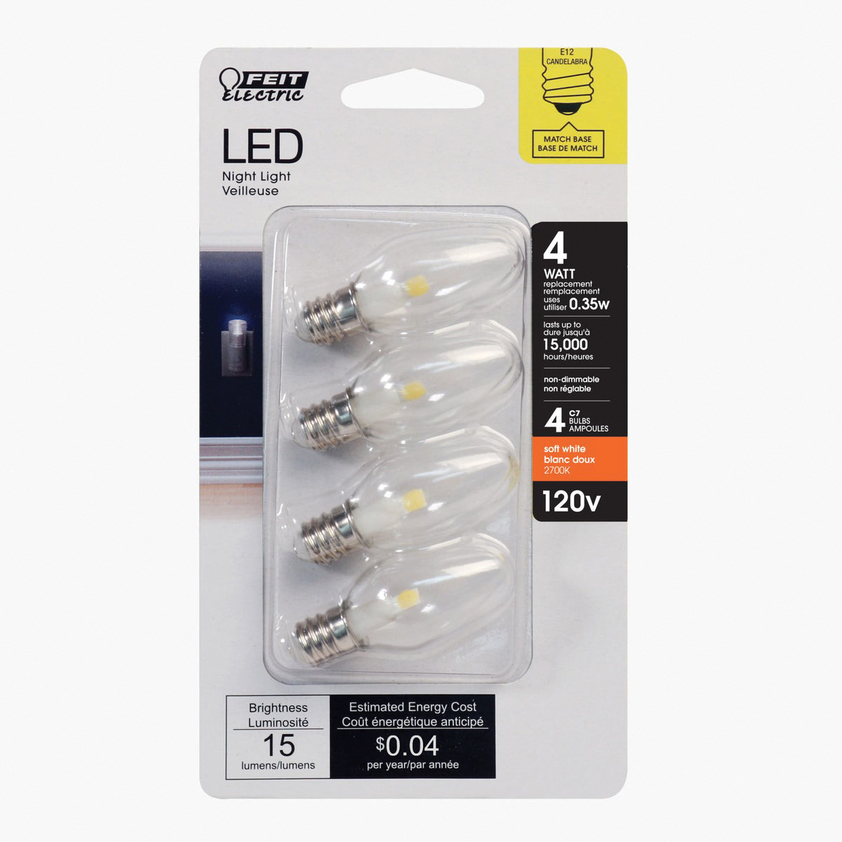 BP4C7/827/LED/4 C7 27K LED E12 CLEAR 4PK - 2