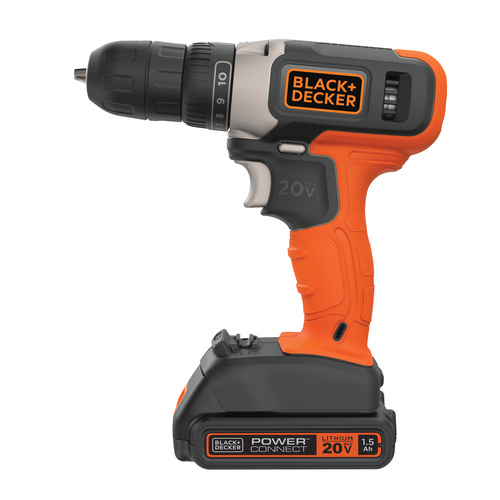 Black+Decker BCD702C1 Drill/Driver, Battery Included, 20 V, 3/8 in Chuck, Keyless Chuck - 2